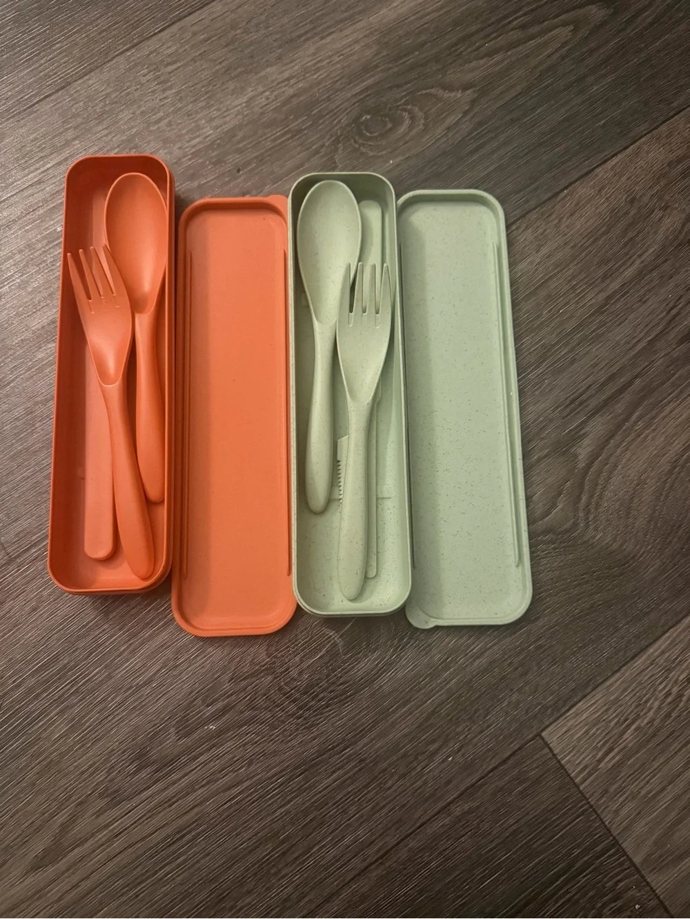 Reusable Portable Cutlery Set - Orange and Sage